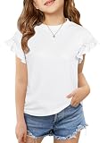 Haloumoning Camisetas de manga corta con volantes para niñas, 11-12 años