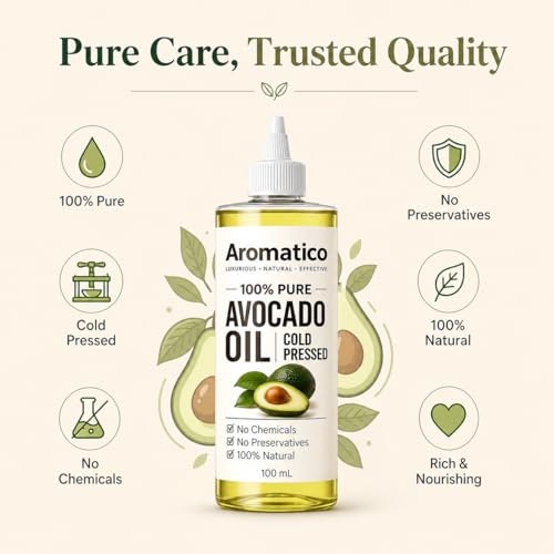 Image of AROMATICO Avocado Oil for Hair & Skin Care - Deep Nourishing Oil Rich in Vitamins for Hair Growth, Scalp Care & Intense Skin Hydration | Multipurpose Daily Use Oil - 100ml