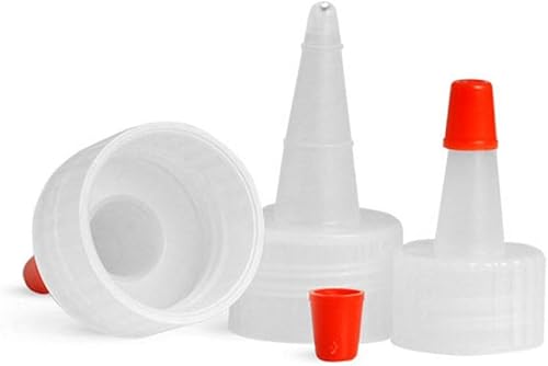 Miniatura 3 de Botellas redondas Boston de 8 onzas, de plástico PET, vacías, rellenables, sin BPA, con punta roja natural Yorker tapas de boquilla para apretar