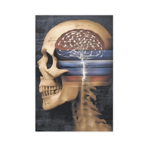 Impression sur toile tête de mort anatomique gothique décor mural 40x60cm
