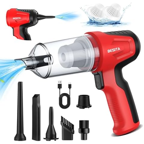 BESITA Car Vacuum Portable Cordless, 4 in 1 Mini Vacuum Cleaner Hight Power, 12000Pa Powerful Suction, Air Duster, Dual Filter,Adjustable Small Vaccum Portable Cordless for Car, Home, Pet, Office Cover