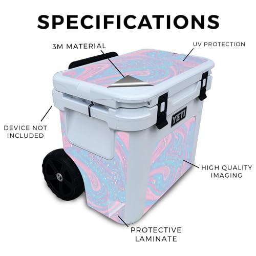 Image of Skin Compatible with Yeti Roadie 32 Wheeled Cooler - Cotton Candy Swirl - Premium 3M Vinyl Protective Wrap Decal Cover - Easy to Apply | Crafted in The USA by MightySkins