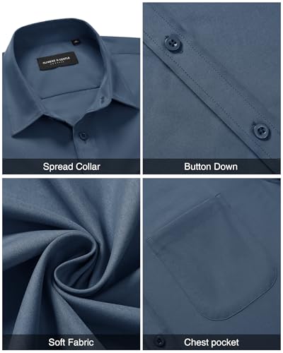 Image of Alimens & Gentle Men's Short Sleeve Dress Shirts Wrinkle Free Untucked Casual Button Down Shirt