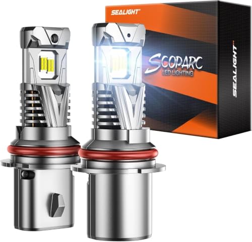 SEALIGHT 9004 Headlight Bulb 60000LM 900% Super Brighter With 25000RPM Powerful Cooling Fan 6500K Hi/Low Beam 10 Years Lifespan Pack of 2