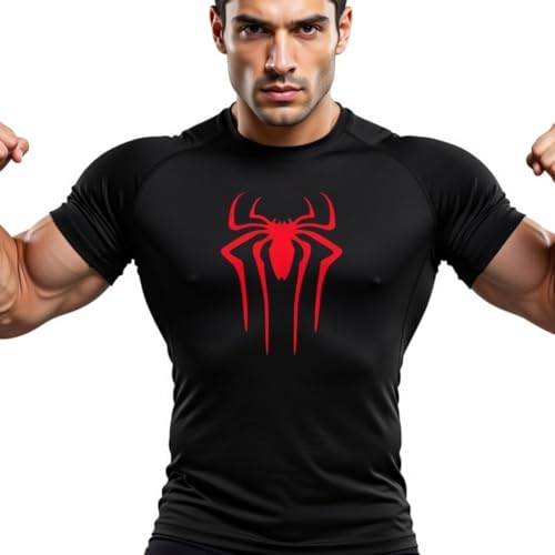 Image of Half Sleeve Compression T-Shirt - Men's Athletic & Sports Tights for Fitness (L, Black)