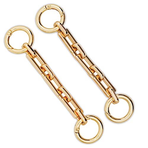 12mm Gold Purse Strap Extender Flat Chain Strap Gold Handbag Chains Accessories Decoration for for Handbag Wallet Clutch(2pcs)