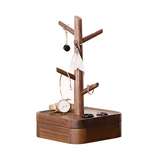 Mdfql Wooden Jewelry Tree Stand, Luxury Jewelry Display Stand With Storage Box, For Necklaces, Bracelets, Earrings, Rings, Headbands, And Other Small Accessories #TOP10
