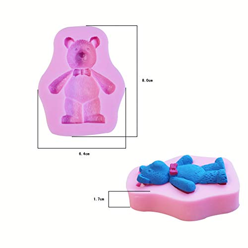 Hengke 2 Pcs 3D Cute Bear Silicone Fondant Mould Cake Mold Cookie Decor Cake Decoration Jewelry, Polymer Clay, Crafting Projects Chocolate Baking Cookie Cutter Mold Sugarcraft Decor #TOP1