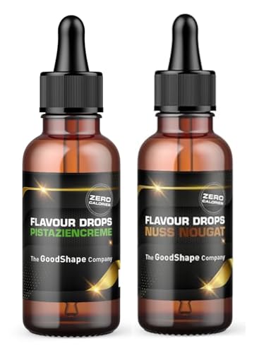 Flavour Drops zuckerfrei Set 2x 50 ml - Pistaziencreme & Nuss Nougat - Geschmacks Tropfen OHNE KALORIEN zum Süßen mit Pipette - vegan - Für Naturjoghurt, Porridge oder Quark