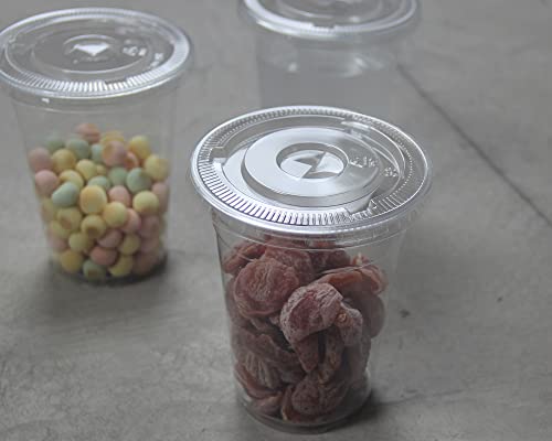 [Indulge Forward], 16oz-50sets Crystal Clear Plastic Cups with Clear Flat X Hole Lids [50cups+50lids]