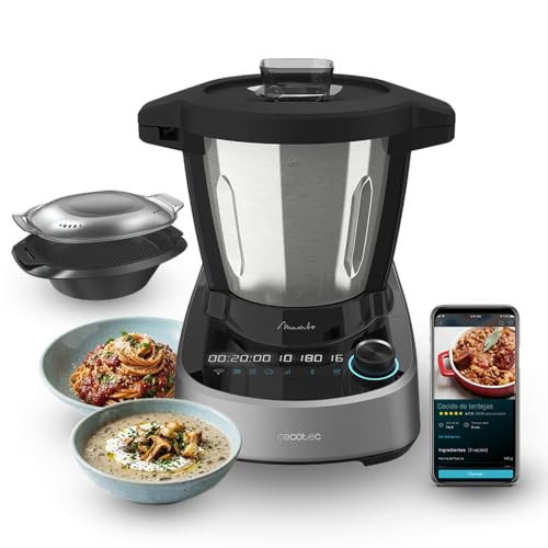 Cecotec Robot de Cocina Multifunción Mambo 11090 Daily. Capacidad 3,3 Litros, 37 Funciones, 4 Elaboraciones a la vez, Táctil, APP de Mambo con Recetario, Báscula y Jarra de Acero Inox, Compacto