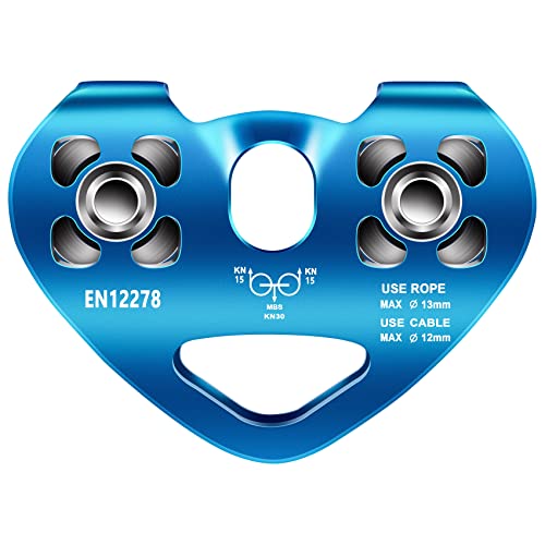 Dciustfhe Heart-Shape Climbing Double Pulley Steel Cable Rope 13mm Climbing Device High Speed Zipline Trolley 24KN