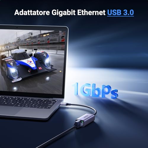 Adattatore Ethernet USB 3.0 Gigabit 1000 Mbps in Alluminio Convertitore di Rete Lan con 10/100/1000Mbps Compatibile con Switch Windows Mac OS Linux Mi Box - Hub USB - Immagine 1
