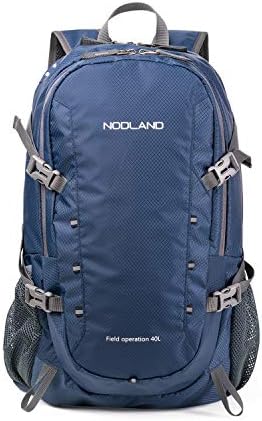 NODLAND Light Weight Backpack, 40L Foldable Water-Resistant Daypack, Hiking Outdoor Camping Rucksack for Men and Women, Large Capacity Black