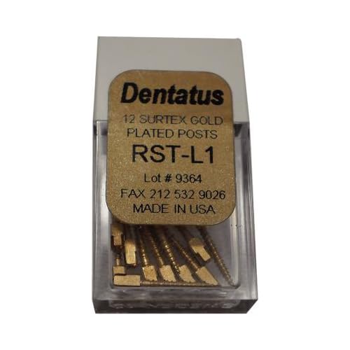 Dentatus Surtex Classic Gold Plated RST-M4 Dental Posts, Medium 4 1.50mm, 12/Bx