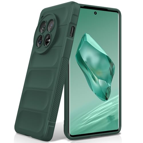 BonYonka Funda de silicona para OnePlus 12, forro de microfibra antiarañazos, funda a prueba de golpes con protección de cámara, verde