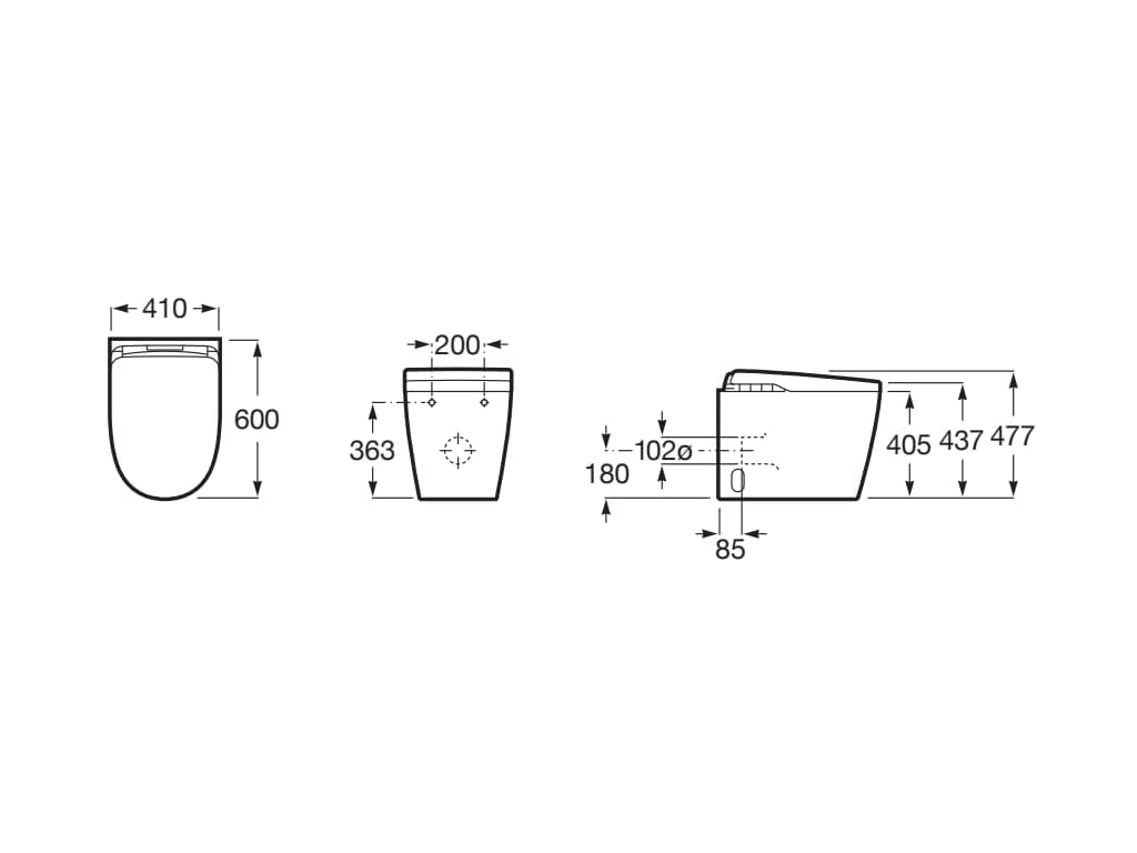 Roca A803105001 - In-Wash® Insignia con In-Tank® - Smart toilet adosado a pared Rimless con tanque integrado. Incluye tapa y asiento calefactado. Necesita toma de red.