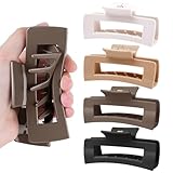 TOCESS Nylon Hair Claw Clips: Flexible & Unbreakable Safe Large Neutral Square Hair Claws for Thick/Thin Hair Women - Strong Hold 4 Pack 4.13 Inch Big Jaw Clips - Perfect Stocking Stuffers