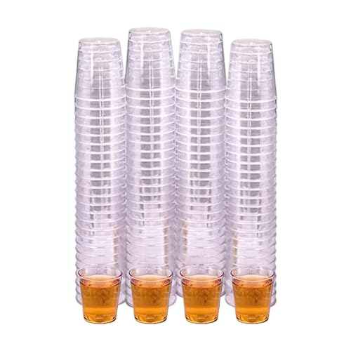 PinkWebShop Pack of 50 Plastic Shot Glasses and Dessert Cups | 30ml Shot Glass | Strong Durable Plastic Glasses for Parties, Events, and Sample Tasting | Crystal Clear and Elegant Design