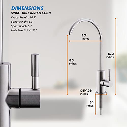 Wewe Drinking Water Faucet For Kitchen Sink, Kitchen Water Filter Faucet Stainless Steel For Reverse Osmosis Or Water Filtration System Beverage Non-Air Gap Ro Faucet Brushed Nickel Finish #TOP3