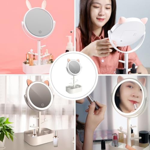 Miroir de maquillage LED Operitacx pivotant 360° avec rangement intégré - 7