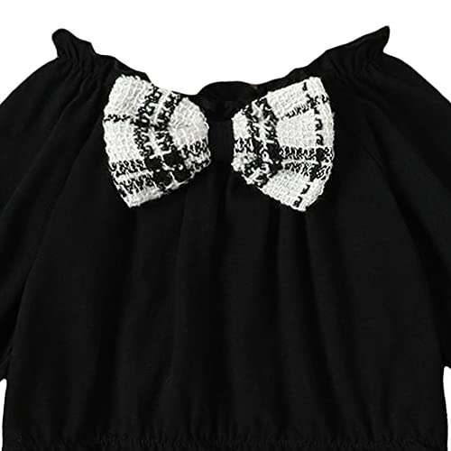 Image of Hopscotch Girls Cotton And Polyester Graphic Print Blouse and Skirt Set in Black Color