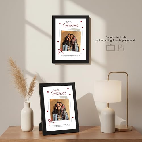 Image of Framekaari Friends Forever Customized Photo Frame | Personalized Gift | Minimal Polaroid Design | Custom Photo & Text | Tabletop & Wall Mount | Room & Home Decor | 16x21 cm (Design-18)