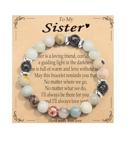 OAVOOK Sister Gifts Brother Birthday Gift for Her Sister Bracelets Natural Stone Christmas New Year Gift Idea