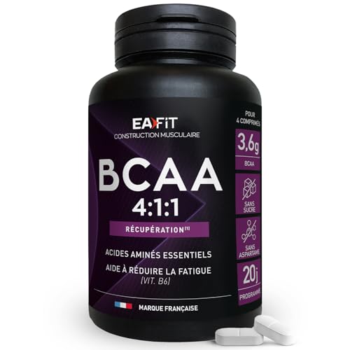EAFIT BCAA 4.1.1-120 Kapseln Prog 20 Workouts - Muskelaufbau - Molkenprotein - Schnelle Absorption - Aminosäuren und Verdauungsenzyme - Hoher Amino-Komplex - Anti-Doping zertifiziert