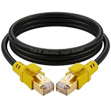 Cat 8 Ethernet Cable 20ft/6m, 26AWG Lastest 40Gbps 2000Mhz SFTP Patch Cord, Heavy Duty High Speed Cat8 LAN Network RJ45 Cable- in Wall, Outdoor,Weatherproof Rated for Router, Modem, Gaming
