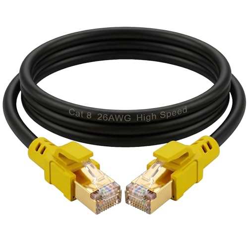 Nanxudyj Cat 8 Ethernet Cable 20ft/6m, 26AWG Lastest 40Gbps 2000Mhz SFTP Patch Cord, Heavy Duty High Speed Cat8 LAN Network RJ45 Cable- in Wall, Outdoor,Weatherproof Rated for Router, Modem, Gaming