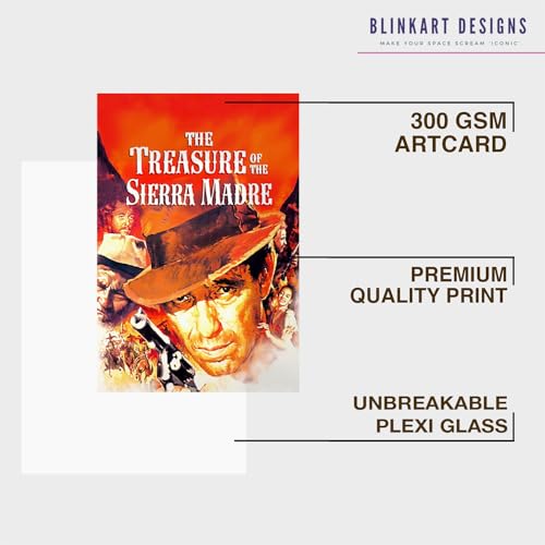 Image of BLINKART The Treasure Of The Sierra Madre (1948) Movie Poster Frame 12x18 Inch | Premium 300 GSM Paper Wall Print | Mid Century Vintage Film Artwork Decor for Home, Bedroom, Living Room, Office