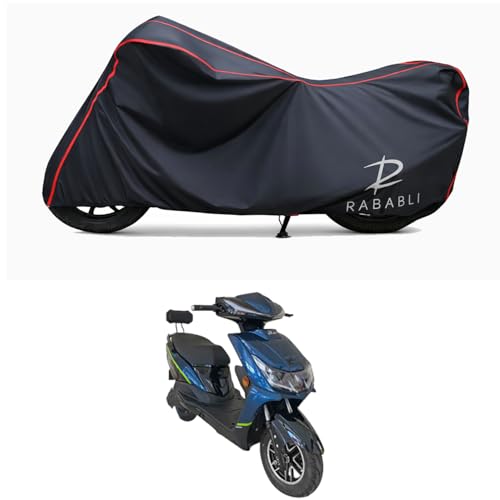 Image of Waterproof Bike Body Cover Compatible for | EeVe Ahava | Taffeta Fabric, Red Piping Design, Bottom Elastic Fit | Dustproof, Sun UV & Rain Protection for All Bikes