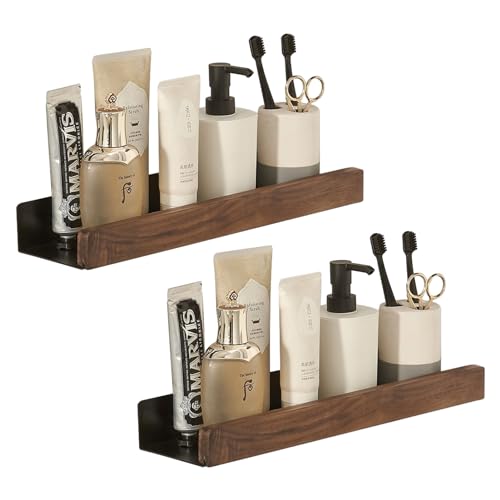 Xafrstyu Duschablage Ohne Bohren, Wandregal Holz 2er Set, Schwimmende...
