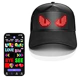 XAXVSTS Bright LED Hats, Full-Color LED Display 16 * 32 Pixel Screen Smart LED Caps, Bluetooth APP Control, Custom Text, Patterns, Animations for Party Christmas Black