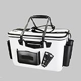 タックルボックス ロッドホルダー付き 大容量バッカン 釣り用ケース クーラーボックス EVA素材 耐荷重50kg プライヤーホルダー付き 多機能 コンパクト設計 アウトドア 釣り キャンプ 防災用 (white,48cm) [並行輸入品]