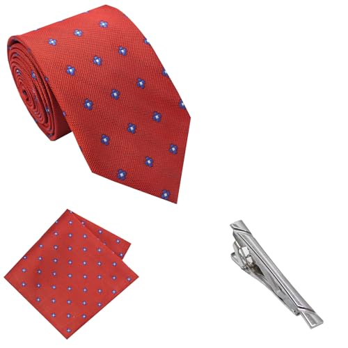 Image of TIE STUDIO Men's Necktie Pocket Square & Cufflink Set | Standard | Jacquard Fabric | Superior Stitching |