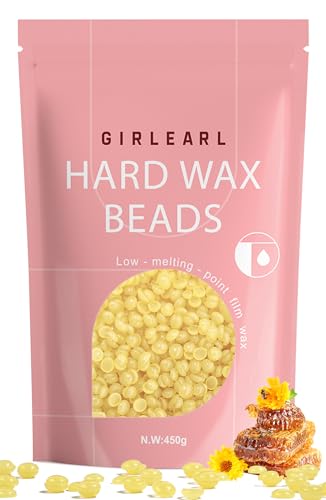 Image of GIRLEARLE Hard Wax Beads, 1lb Honey Wax Beans for Hair Removal, Hard Wax for Sensitive Skin at Home, Wax Refill Perfect for Brazilian Bikini, Legs, Facial, Eyebrow and Full Body for Women and Men