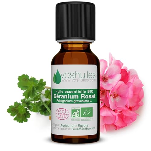 Huile Essentielle de Géranium Rosat - 100% Pure et Naturelle - HEBBD - 5ml - VOSHUILES