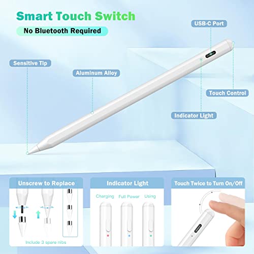Timovo Stylus Pen For Touch Screens Compatible With Apple Ipad/Iphone/Samsung/Android Tablets Phone,Universal Writing & Drawing Stylus Pencil For Ipad/Pro/Air/Mini Tablet Iphone Stylus,White #TOP5