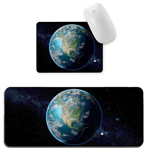 Image of Earth Combo XL Extended Gaming Mouse Pad | XXL Large Desk Mat 60x30cm for Laptop & PC | Non-Slip Rubber Base, Waterproof, Durable & Smooth Surface | Office, Gaming & Study, asthetic