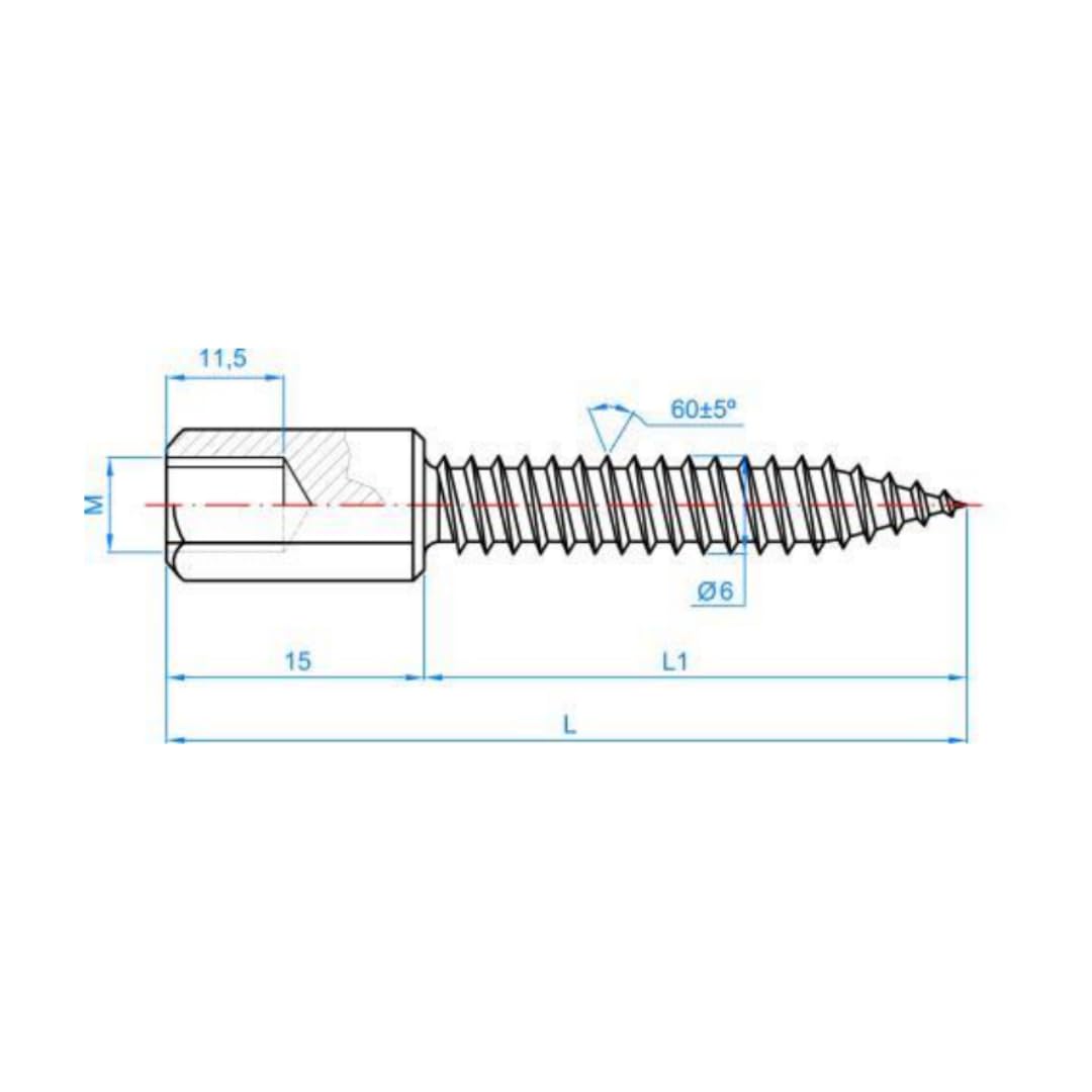INDEX A PERFECT FIXING - TMVR08065 [TM-VR] Tornillo con manguito para fijar varillas roscadas, Instalación directa o con tacos plásticos, Acero zincado, Medida: M8-Ø6 x 65, Caja de 50 unidades