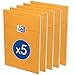 OXFORD Lot de 5 Bloc-Notes A4+ (21x31,5cm) Perforés Grands Carreaux Seyès 80 Feuilles Agrafées Couverture Carte Orange