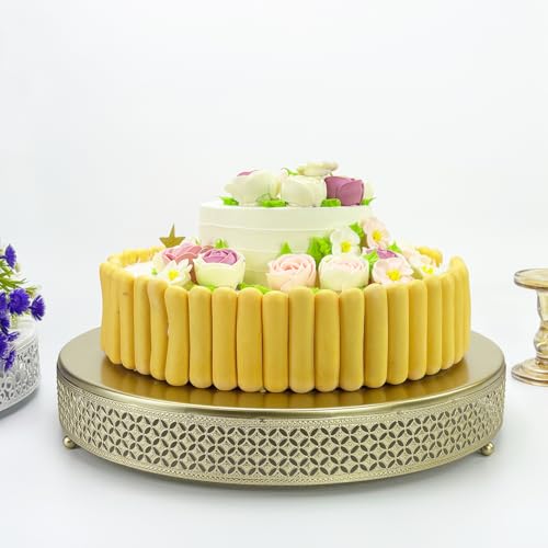 FEICTPOX Cake Stand, Metal Round Cupcake Dessert Stand Cake Display Holder for Wedding Party Birthday Baby Showers Anniversary,Gold 16" by FEICTPOX - Image 3