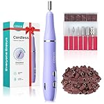 COSLUS Cordless Electric Nail Drill File: Nail Drill Machine with Stepless Speed Knob for Acrylic Gel Dip Powder Polish, Professional Portable Manicure Pedicure Rechargeable for Home Salon Use Purple
