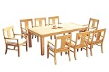 9-pc Outdoor Teak Dining Set: 86" Rectangle Table & 8 Osbo Arm Chairs