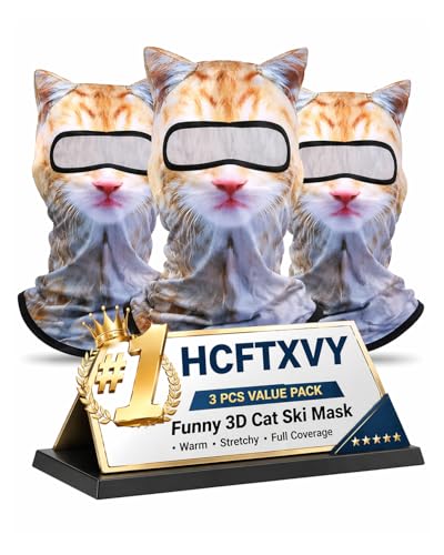 3 Pack Cat Ski Mask Shiesty Sheisty Balaclava Cute Funny Animal Face with Ears Fuzzy Kitty Suitable Outdoor Activities