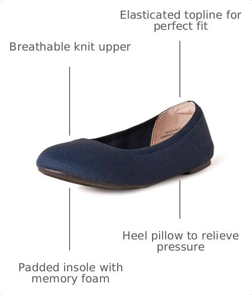 Image of Amazon Essentials Women's Comfortable Round Toe Ballet Flats, Cushioned Memory Foam