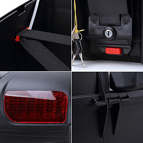 Mingting Universal Motorcycle Rear Top Box Tail Trunk Luggage Case,47 Litre Hard Case With Mounting Hardware, Black #TOP5