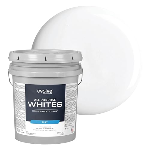 EVOLVE All Purpose Whites Paint & Primer, Flat (Bright White), 5 Gallon – Interior Latex, Excellent Touch-Up, High Hiding, Durable Paint for Walls & Ceilings